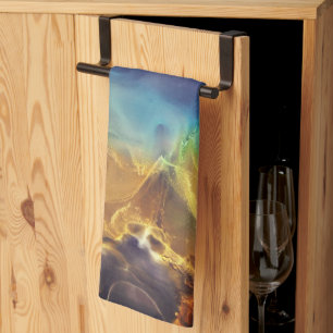 Fire and Ice abstract Nebula Tea Towel