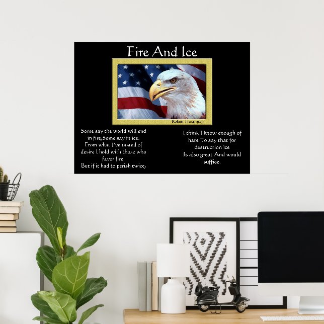 Fire And Ice Bald Eagle 4th Of July Posters 8 (Home Office)