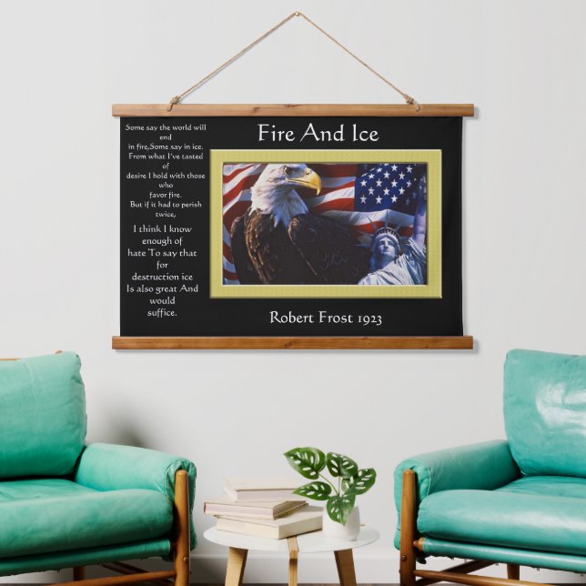 Fire And Ice Bald Eagle sitting and looking   Hanging Tapestry (Living Room)