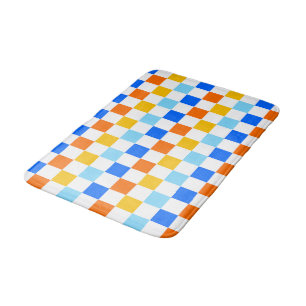 Fire and ice chequerboard pattern bath mat