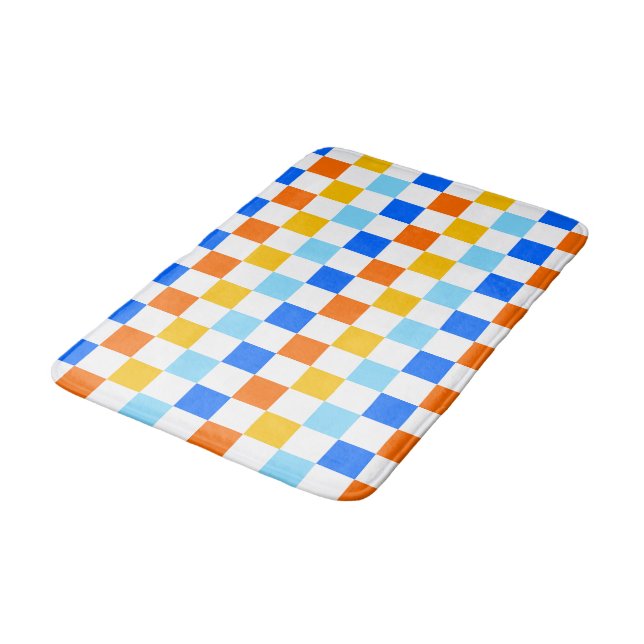 Fire and ice chequerboard pattern bath mat (Angled)