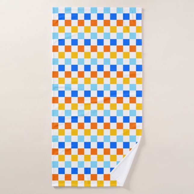 Fire and ice chequerboard pattern bath towel set (Bath Towel)