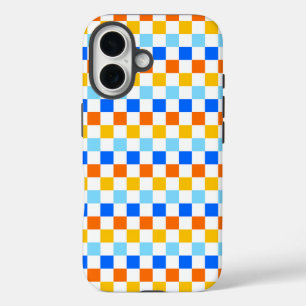 Fire and ice chequerboard pattern iPhone 16 case