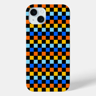 Fire and ice chequerboard pattern iPhone 15 mini case