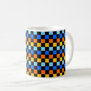 Fire and ice chequerboard pattern coffee mug