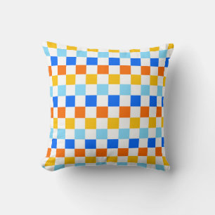 Fire and ice chequerboard pattern cushion