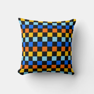 Fire and ice chequerboard pattern cushion