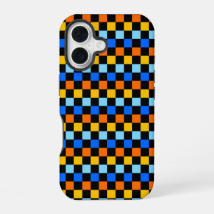 Fire and ice chequerboard pattern iPhone 16 case