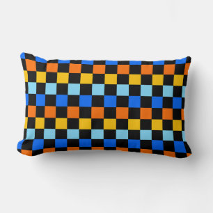 Fire and ice chequerboard pattern lumbar cushion