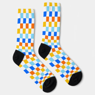 Fire and ice chequerboard pattern socks