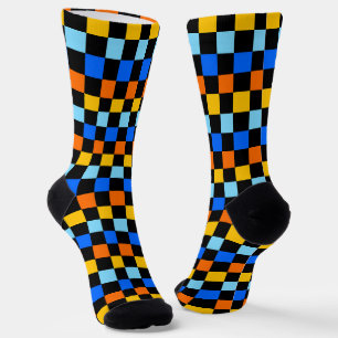 Fire and ice chequerboard pattern socks