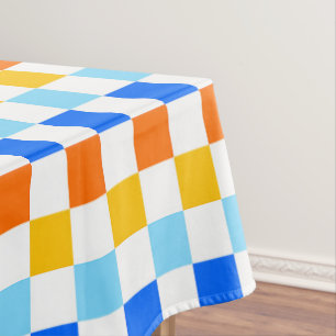 Fire and ice chequerboard pattern tablecloth