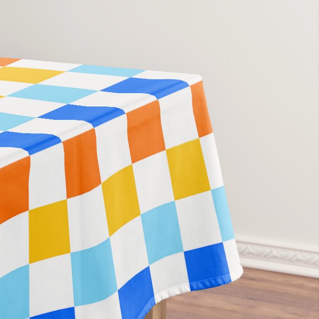 Fire and ice chequerboard pattern tablecloth (In Situ)