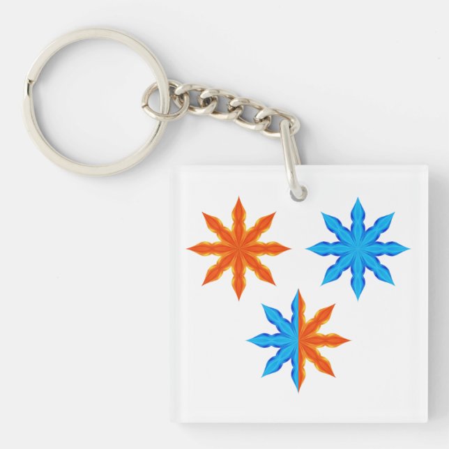 Fire and Ice Eight Point Stars Key Ring (Front)