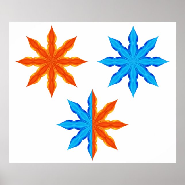 Fire and Ice Eight Point Stars Poster (Front)