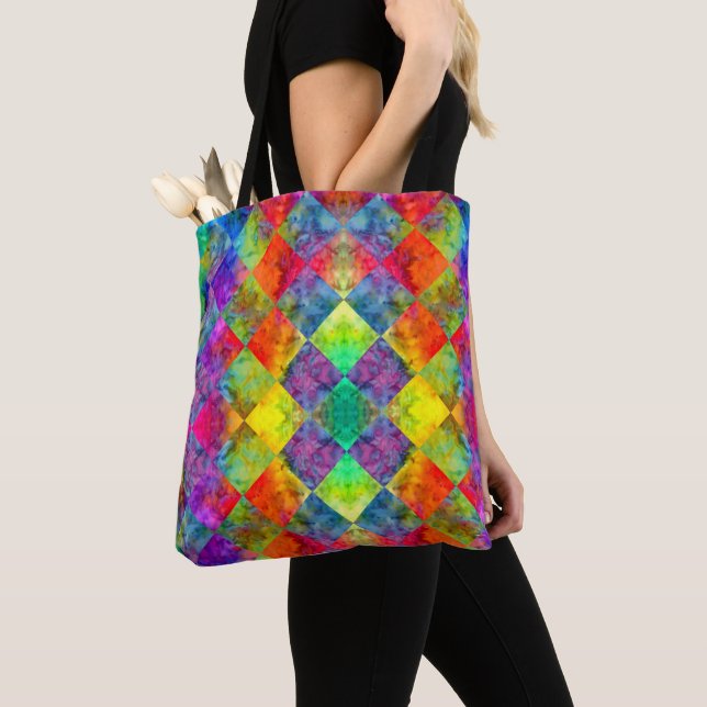 [Fire and Ice: Harlequin] Boho Gypsy Tie-Dye Tote Bag (Close Up)