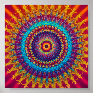 Fire and Ice mandala Poster