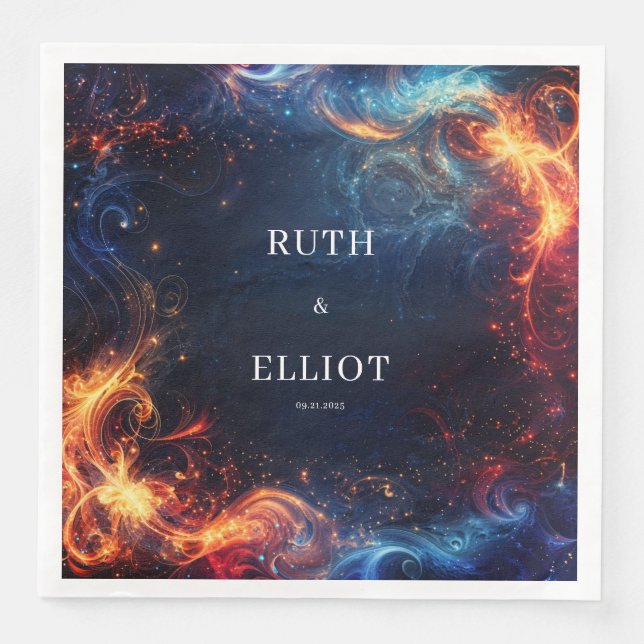 Fire and Ice Nebula Celestial Swirl Abstract Napkin (Front)