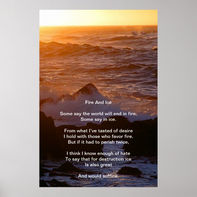 Fire And Ice Over A Orange Sunset Beach Poster (Front)