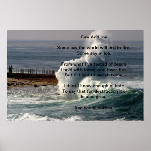 Fire And Ice Over Big Wave Poster