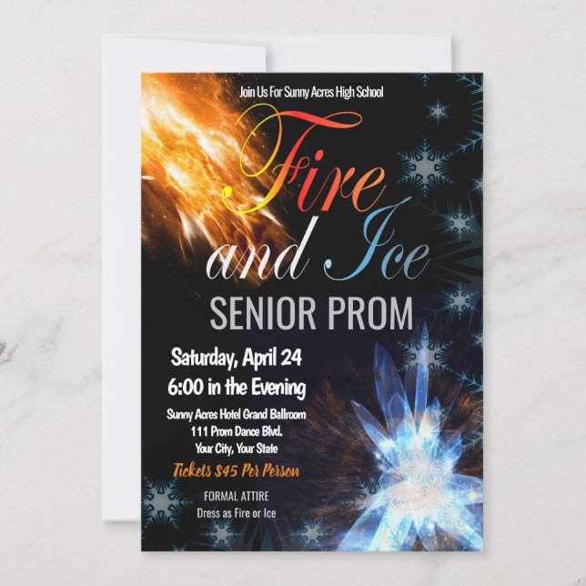 Fire and Ice Prom High School Dance Invitation (Front)