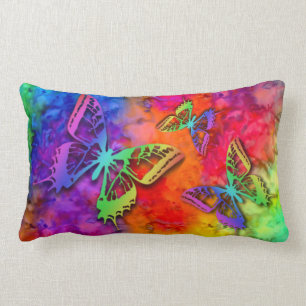 [Fire and Ice] Rainbow Boho Butterfly Tie-Dye Lumbar Cushion