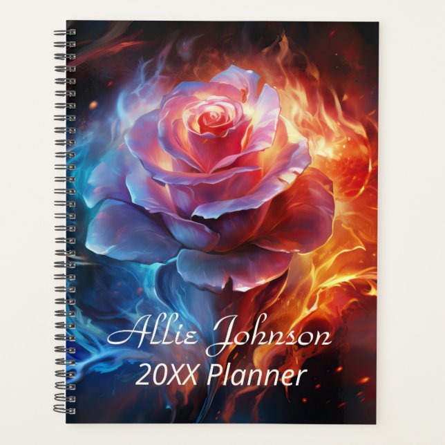 Fire and Ice Rose Personalised  Planner (Front)