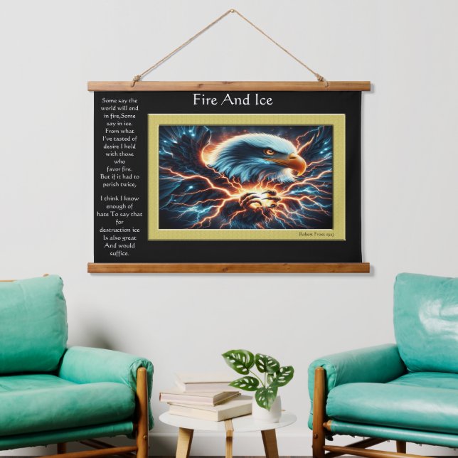Fire And Ice Stormy Majesty Eagles  Hanging Tapestry (Living Room)