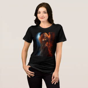 Fire and Ice Warrior Angel Art Tri-Blend Shirt