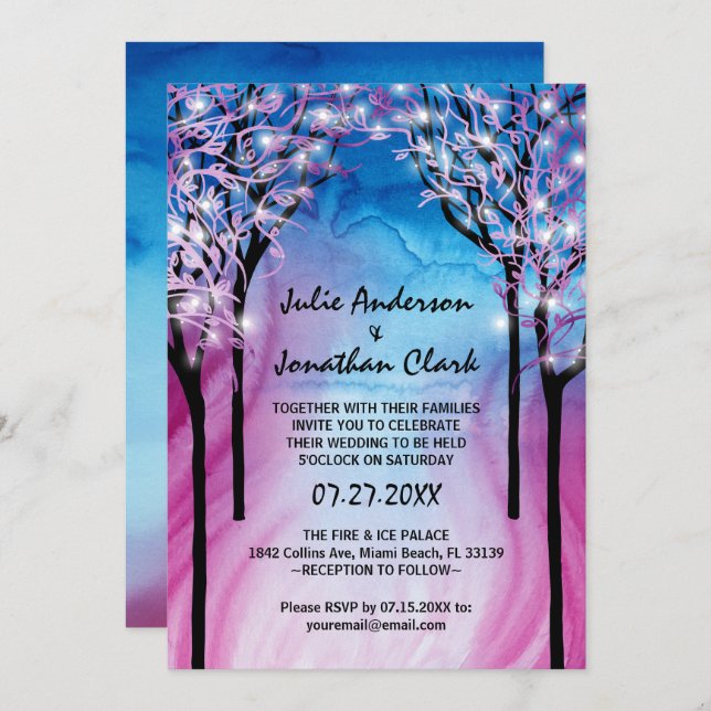 Fire and Ice Wedding Invitation Template (Front/Back)
