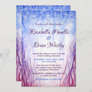 Fire and Ice Wedding Invitations   Blue Magenta