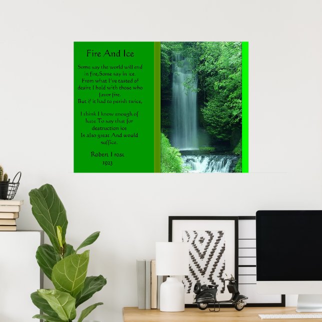 Fire And Ice With A Waterfall Posters (Home Office)