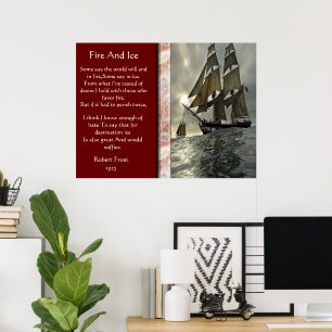 Fire And Ice With Ocean Sail Boat Posters
