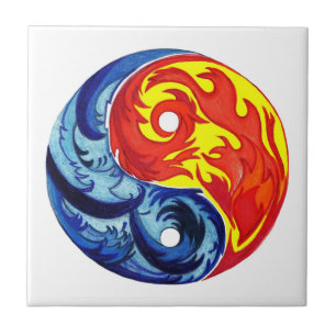 Fire and Ice Yin-Yang Ceramic Tile