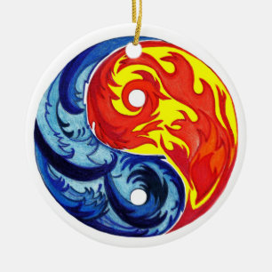 Fire and Ice Yin-Yang Ceramic Tree Decoration