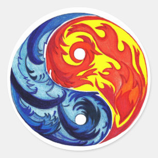 Fire and Ice Yin-Yang Classic Round Sticker