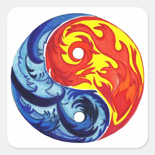 Fire and Ice Yin-Yang Square Sticker (Front)