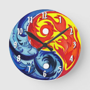 Fire and Ice Yin-Yang Wall Clock