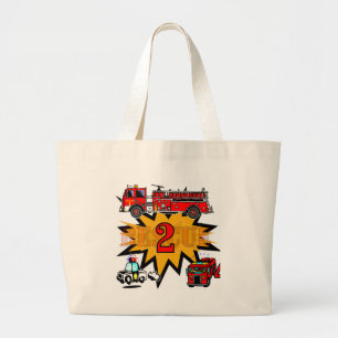 Fire and Rescue 2nd Birthday Tshirts and Gifts Large Tote Bag