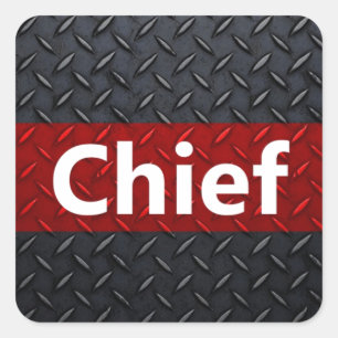 Fire and Rescue Diamond Plate Square Sticker