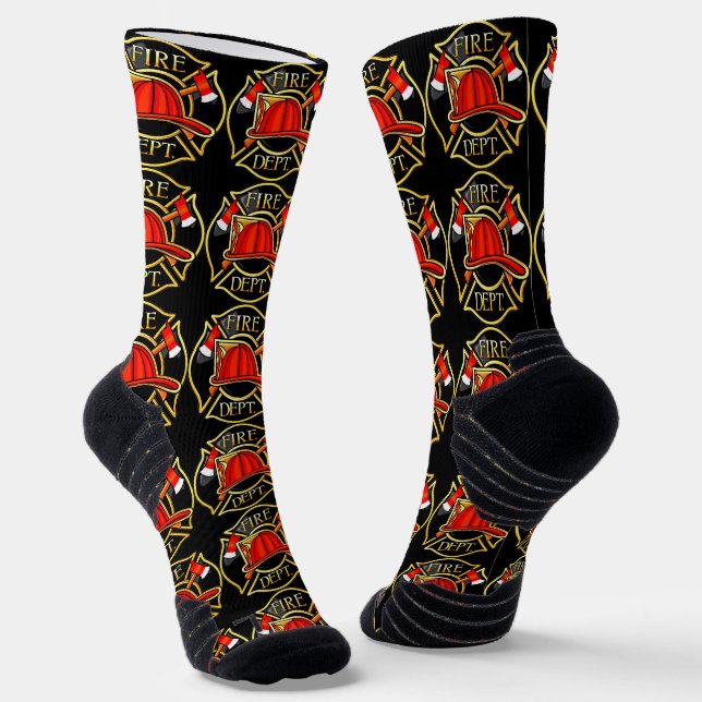 Fire and Rescue Emblem Black Socks (Angled)