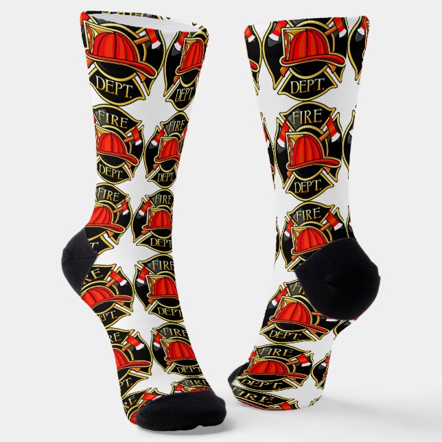 Fire and Rescue Emblem White Socks (Angled)