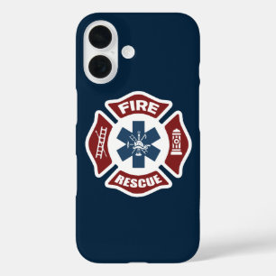 Fire and Rescue Red White and Blue iPhone 16 Case