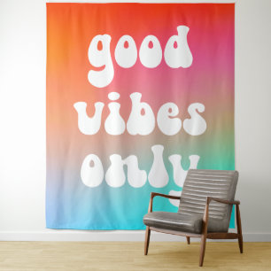 Fire and Sky Gradient Good Vibes Only Tapestry