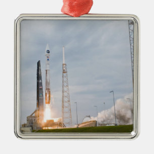 Fire and smoke signal the liftoff metal ornament