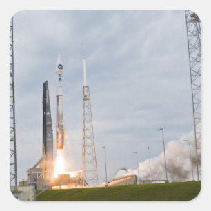 Fire and smoke signal the liftoff square sticker