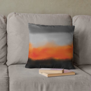 Fire and Smoke Watercolor Throw Pillow
