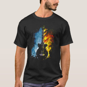 Fire And Water Elements Splatter Guitar Guitarist T-Shirt