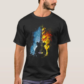 Fire And Water Elements Splatter Guitar Guitarist T-Shirt