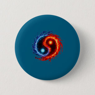 Fire And Water Yin Yang Symbol Balance Tai Chi Ene 6 Cm Round Badge
